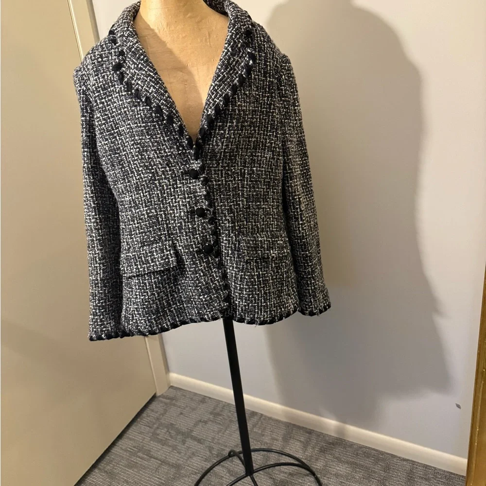 Jones New York Women's Tweed Blazer - Black and White - Picture 3 of 8